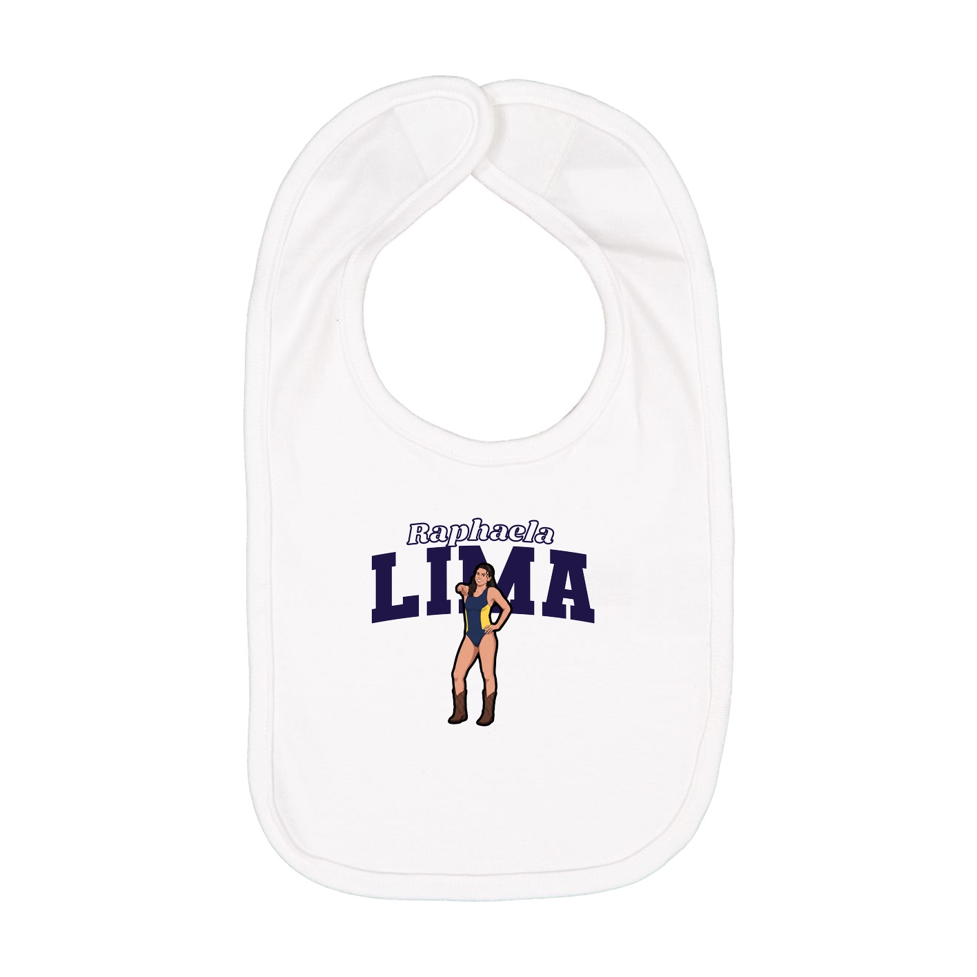 Infant Bib — Name Arch in White