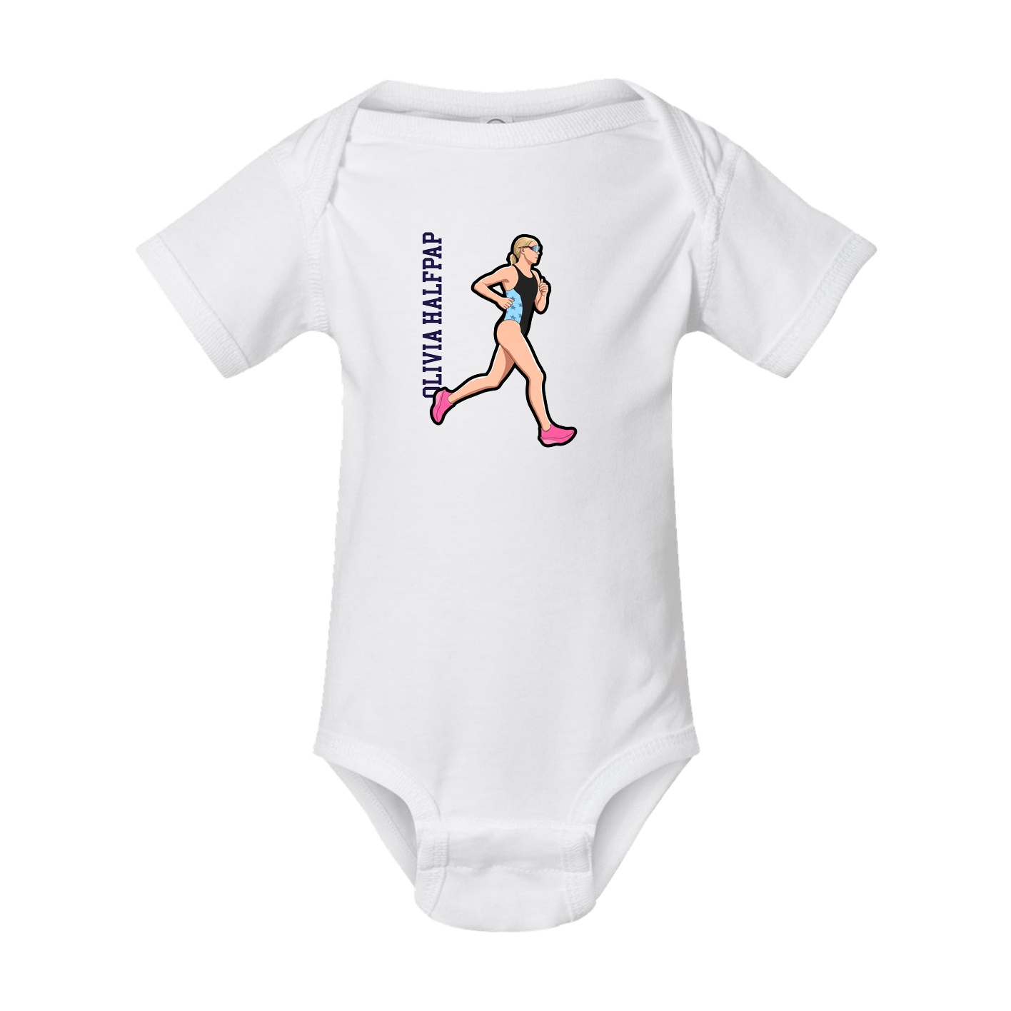 Baby Onesie — Name Vertical in White