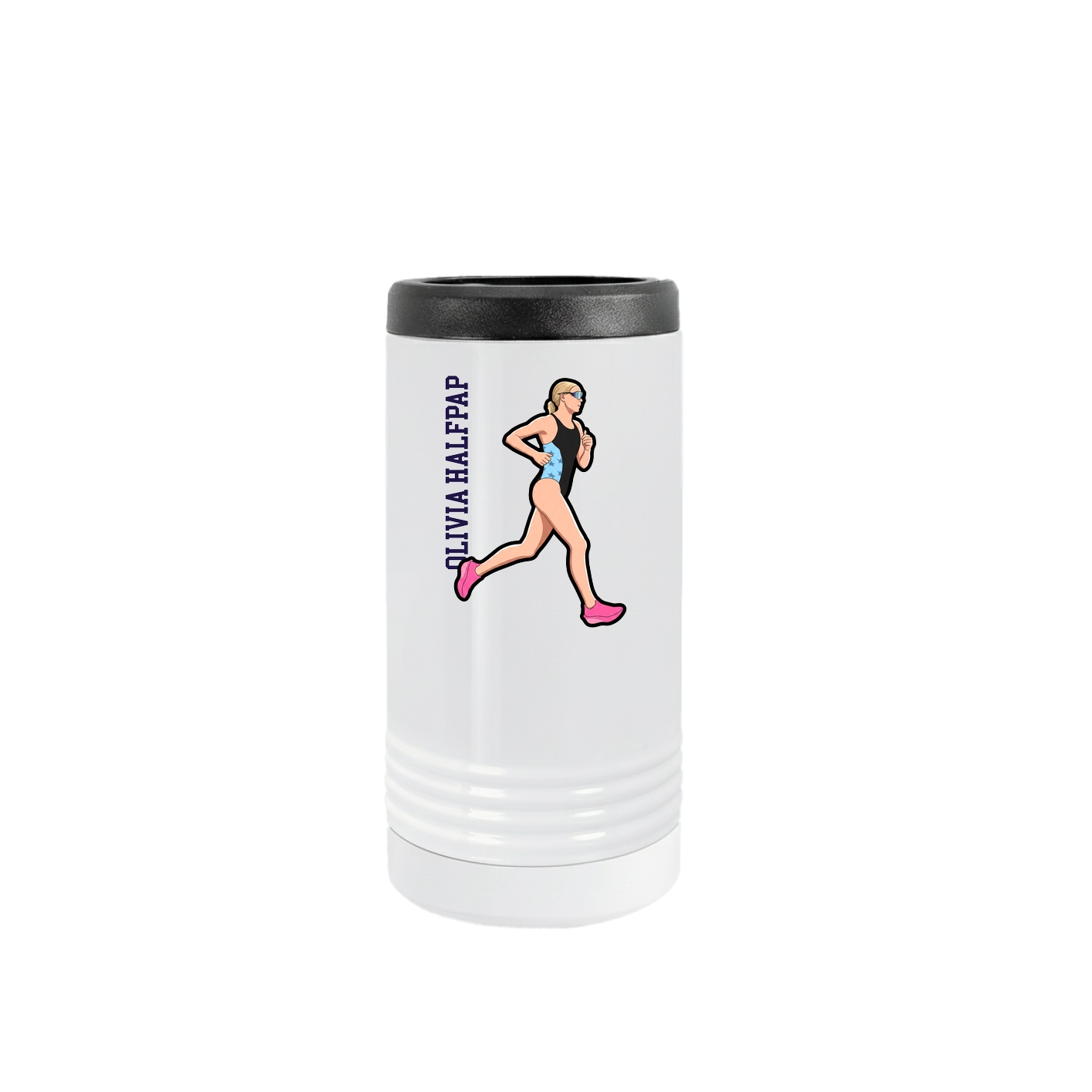 Slim Beverage Holder — Name Vertical in White