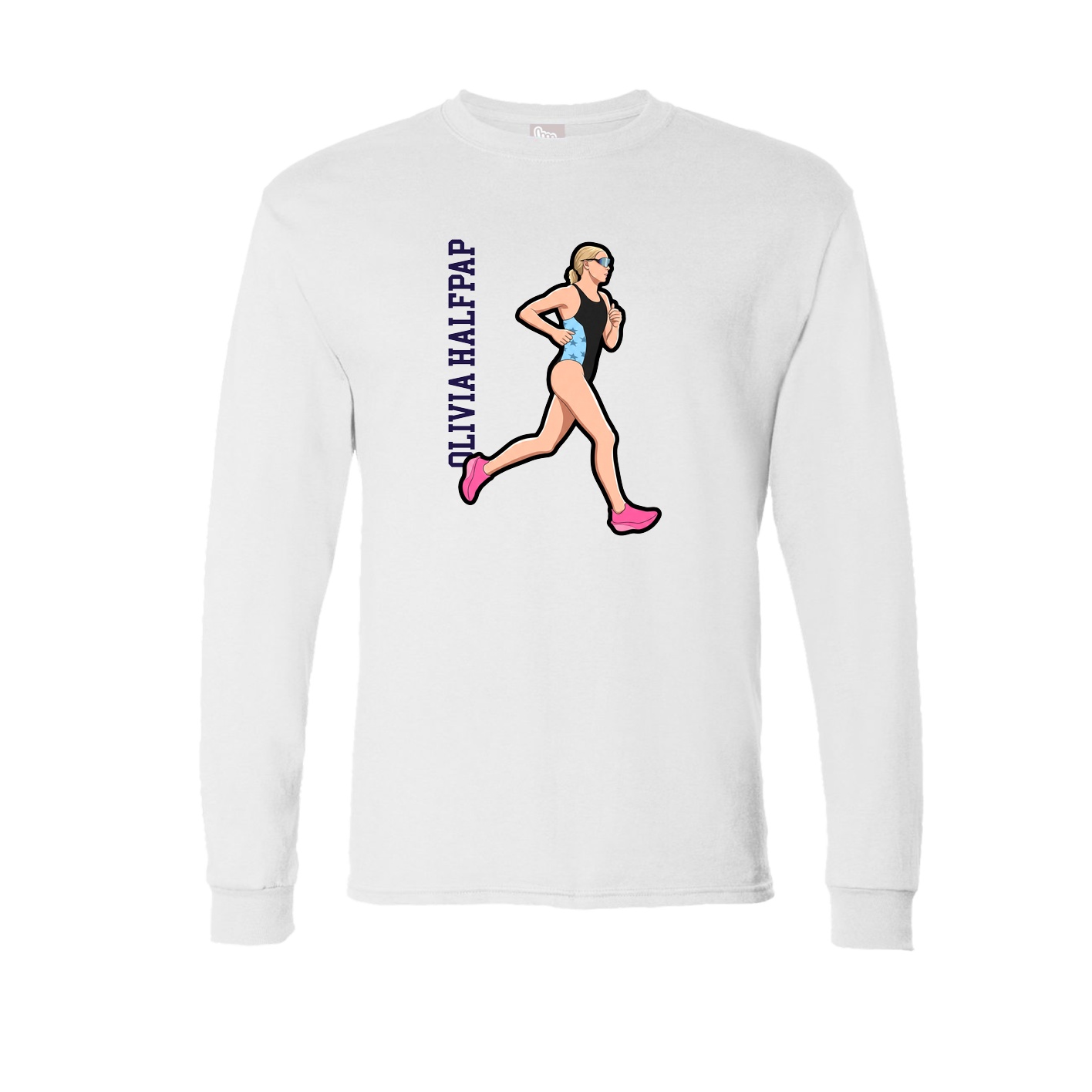 Long Sleeve Tee — Name Vertical in White