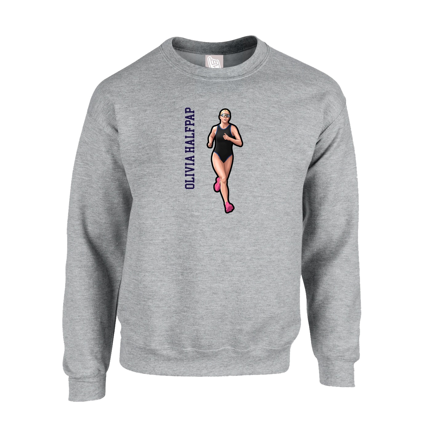 Fleece Crew — Name Vertical in Grey