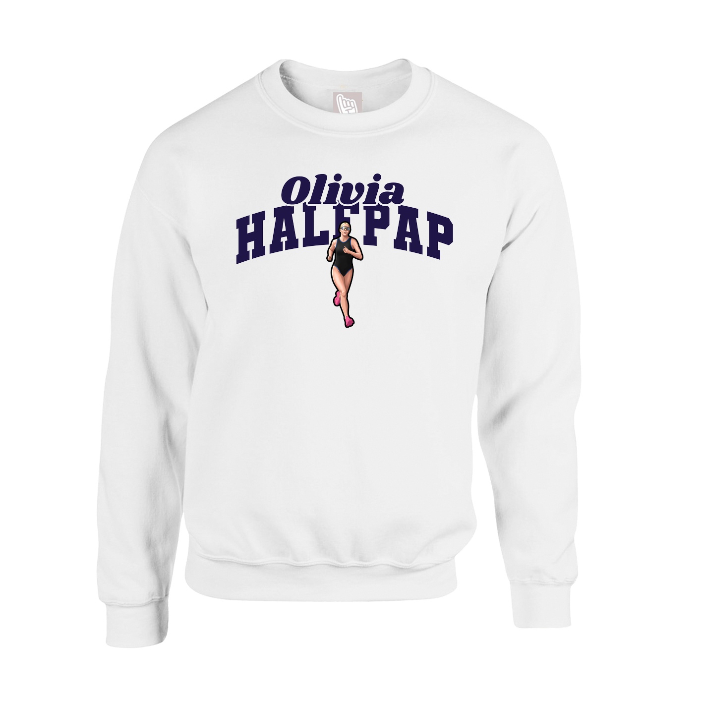 Fleece Crew — Signature Arch in White