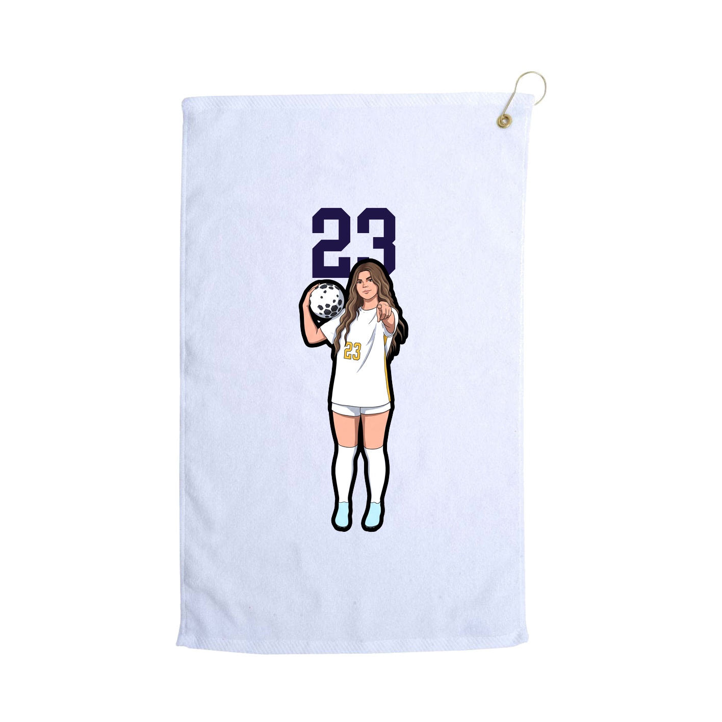 Golf Towel — Number Top in White