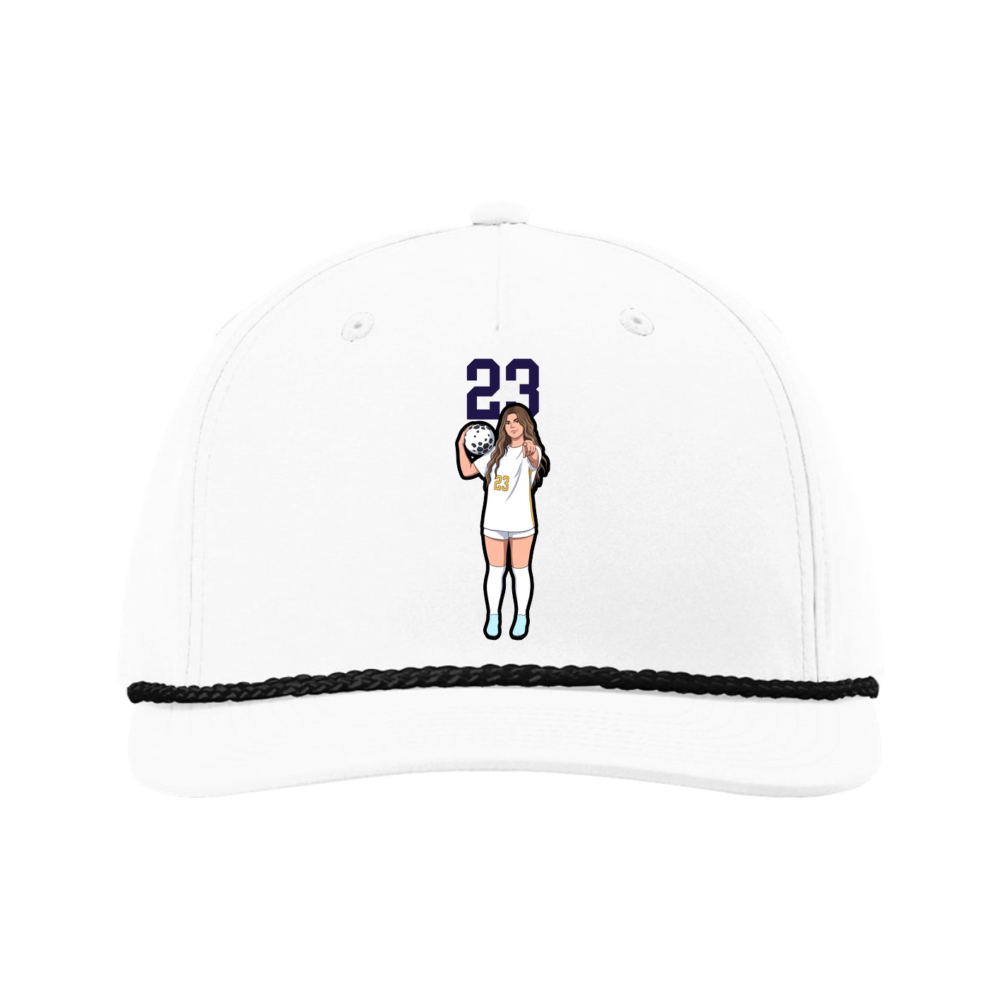 Five-Panel Classic Rope Cap — Number Top in White