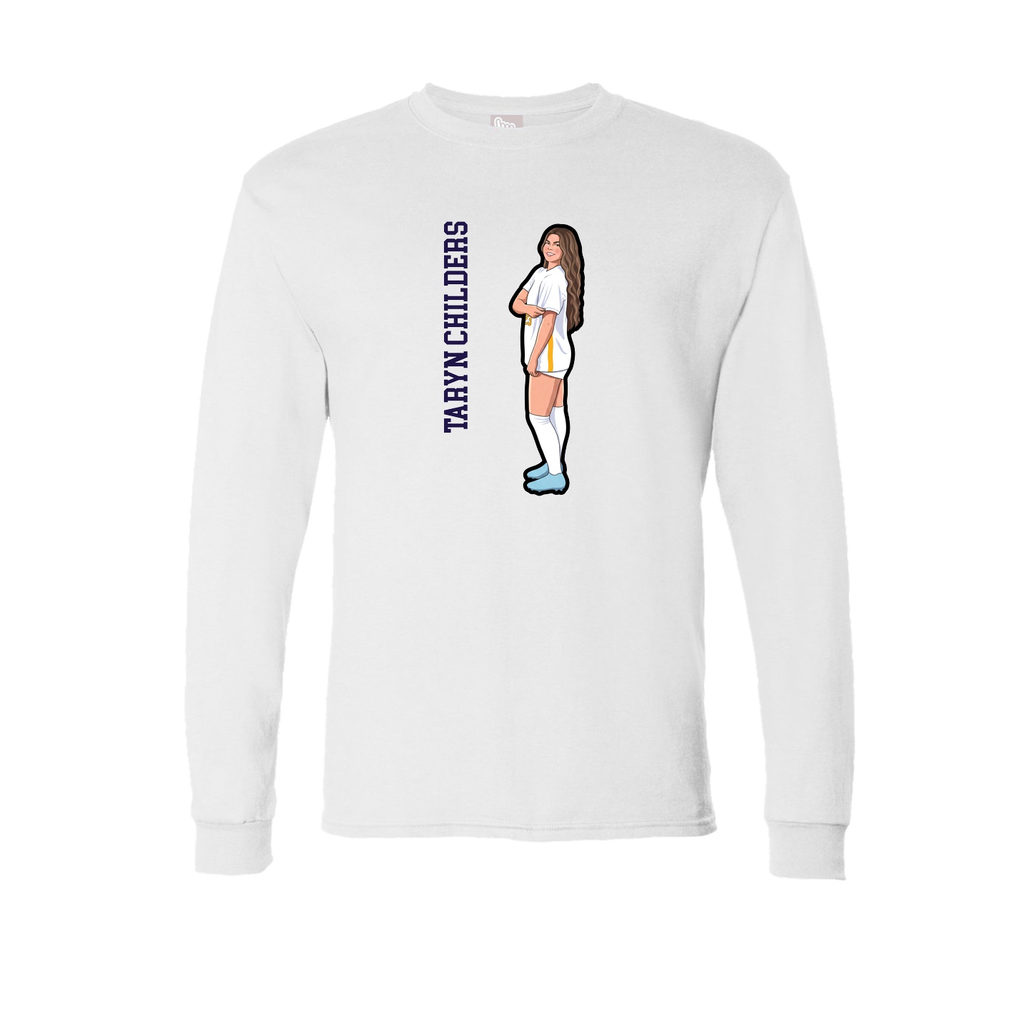 Long Sleeve Tee — Name Vertical in White