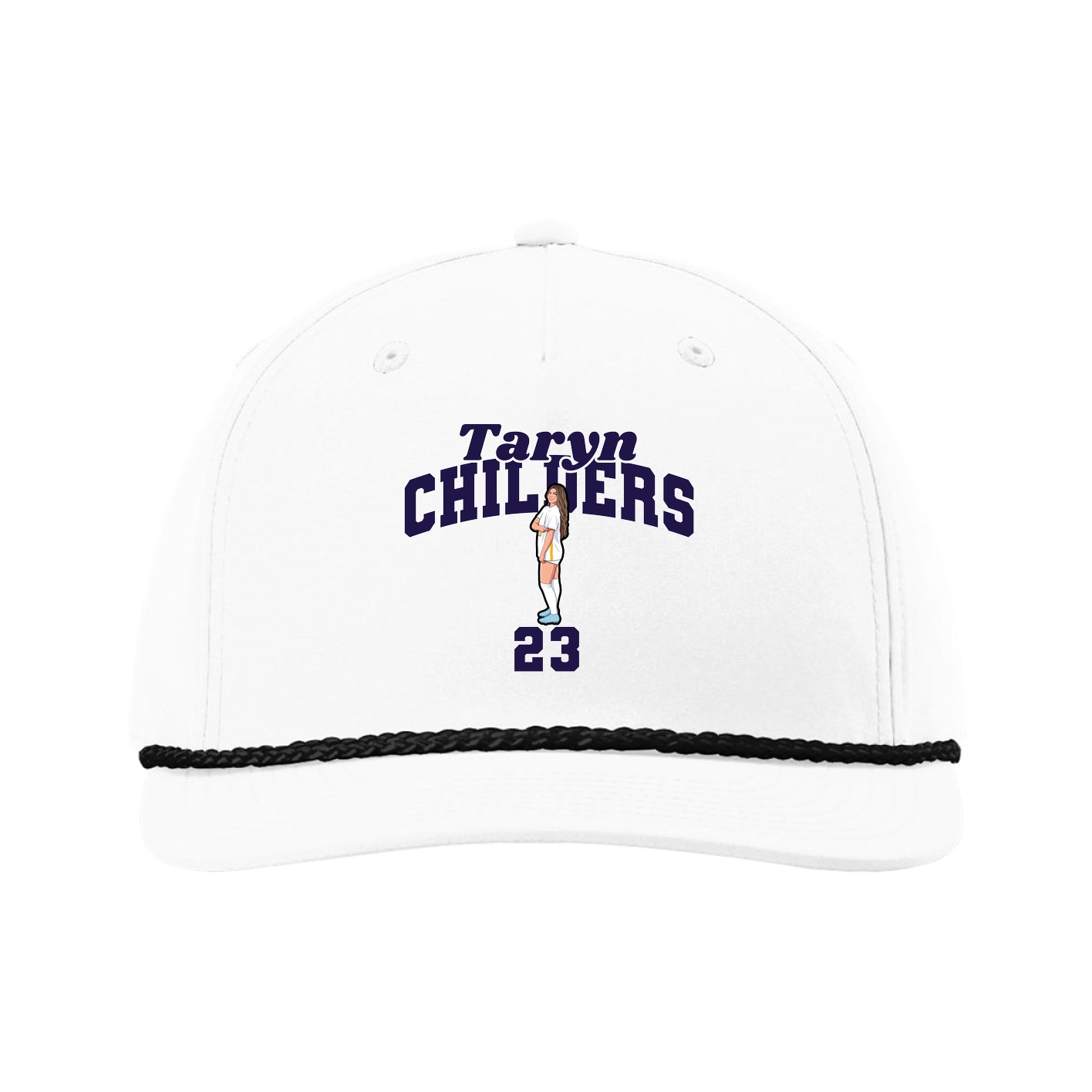 Five-Panel Classic Rope Cap — Signature Arch in White