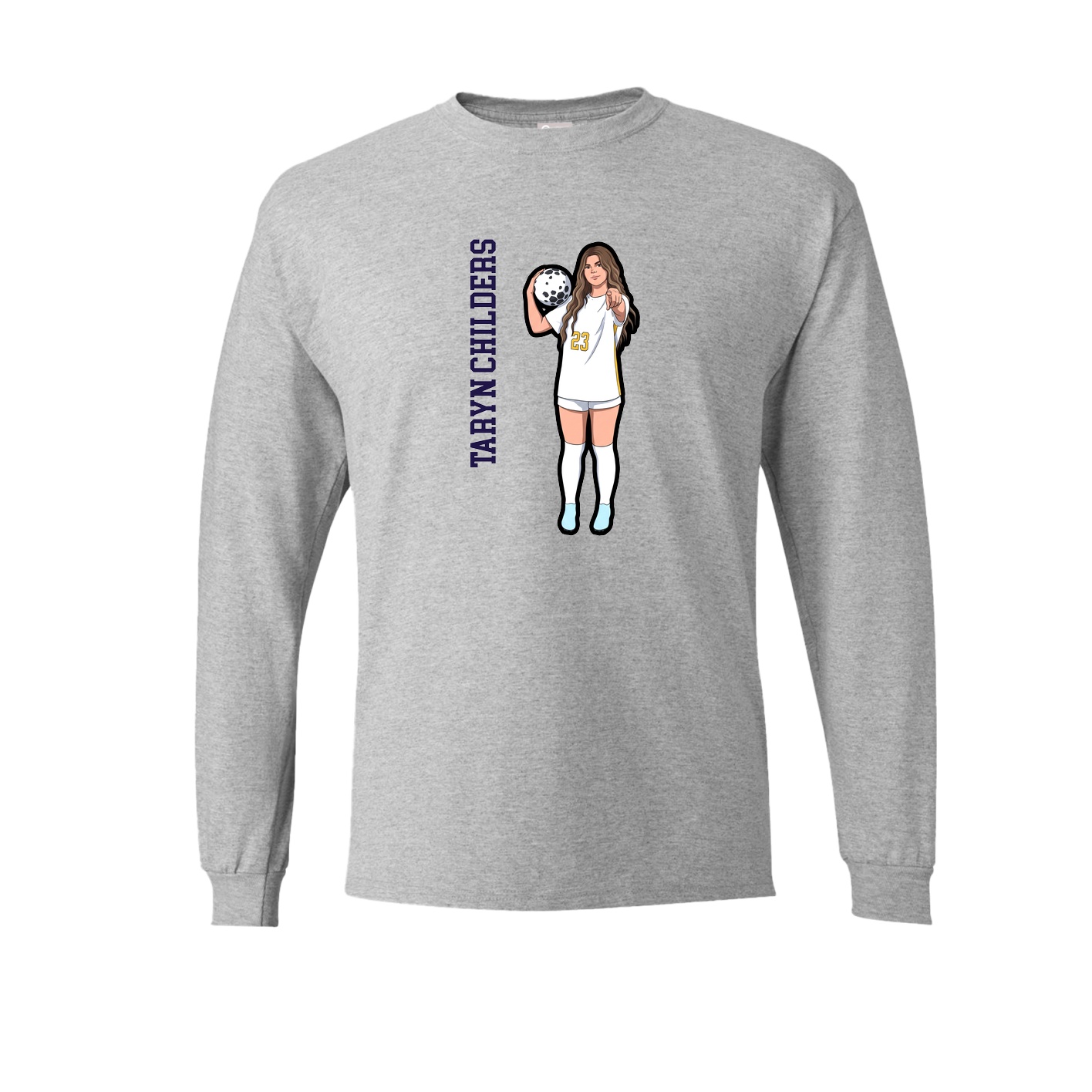 Long Sleeve Tee — Name Vertical in Grey