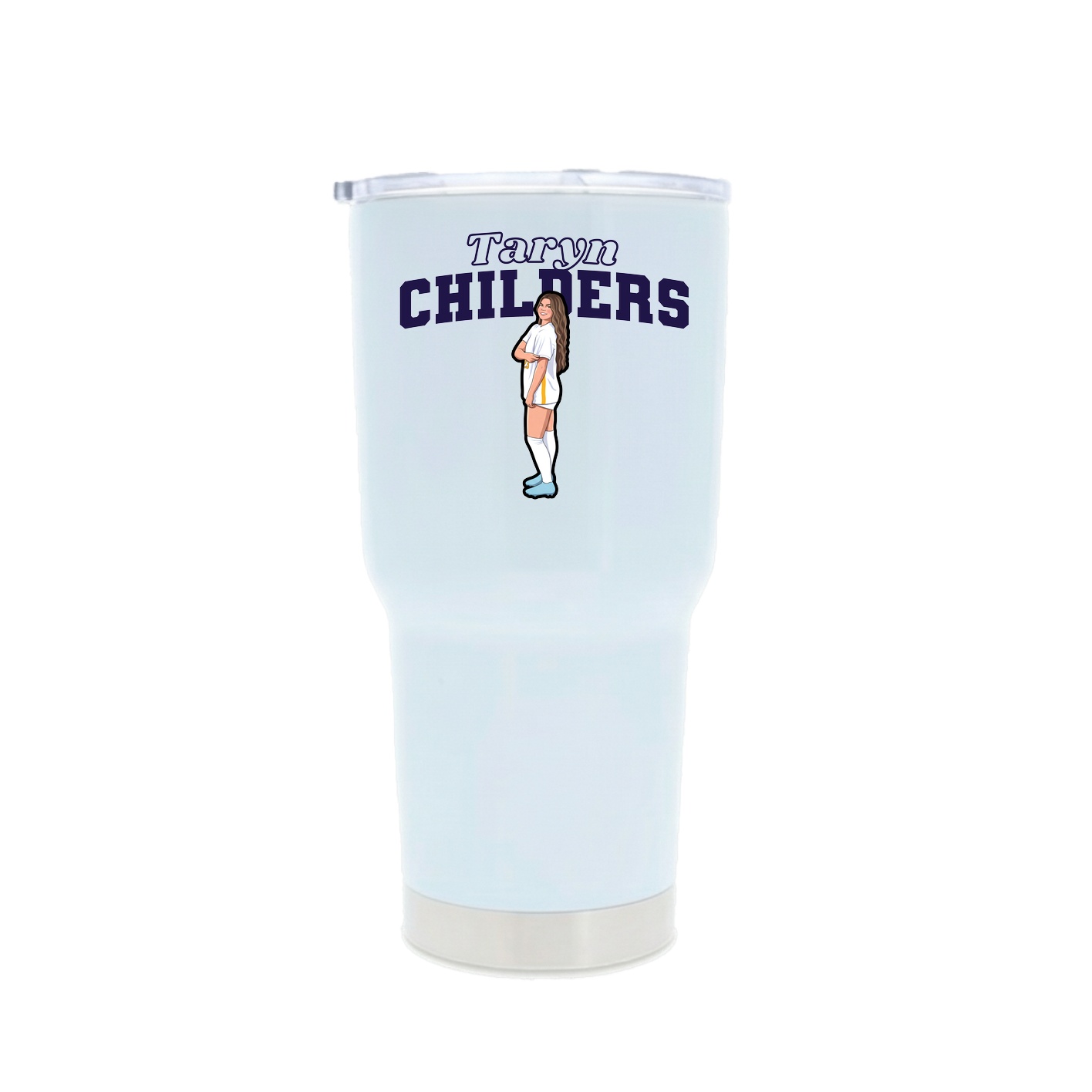 30oz Stainless Steel Tumbler — Name Arch in White