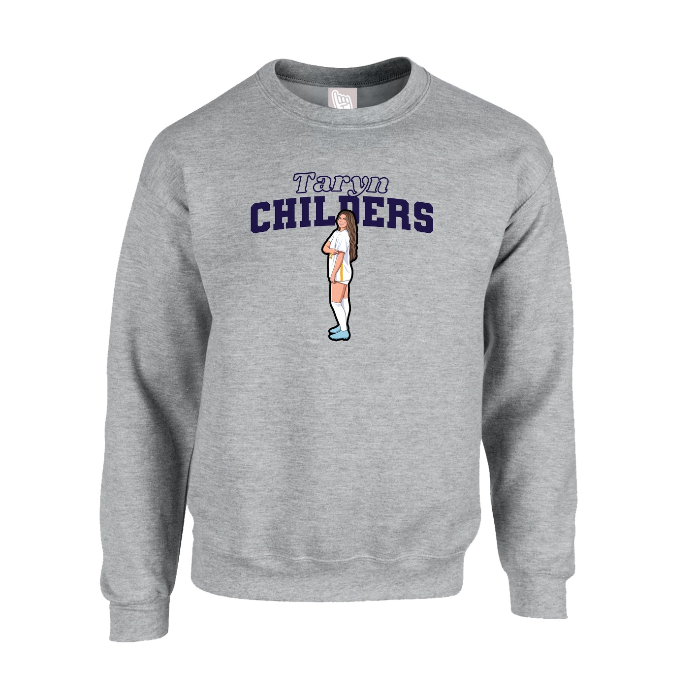 Fleece Crew — Name Arch in Grey