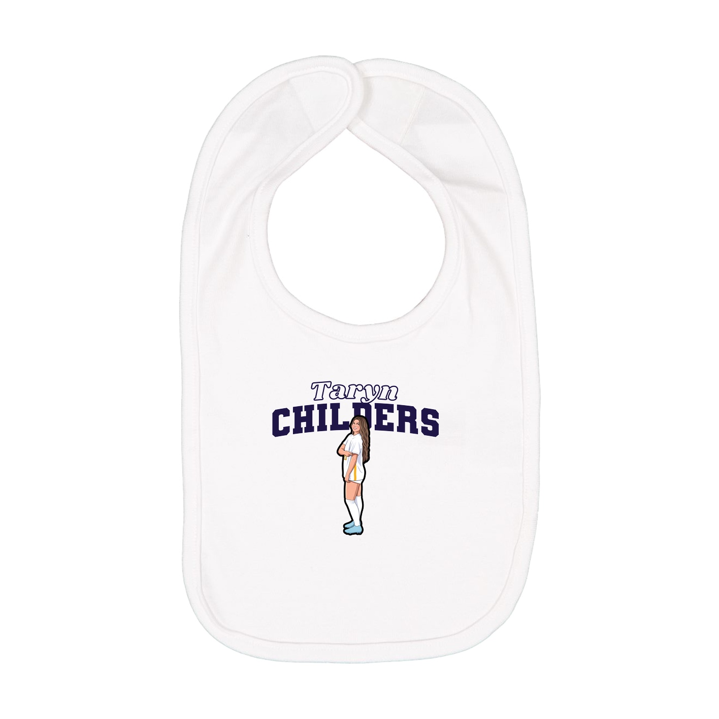 Infant Bib — Name Arch in White