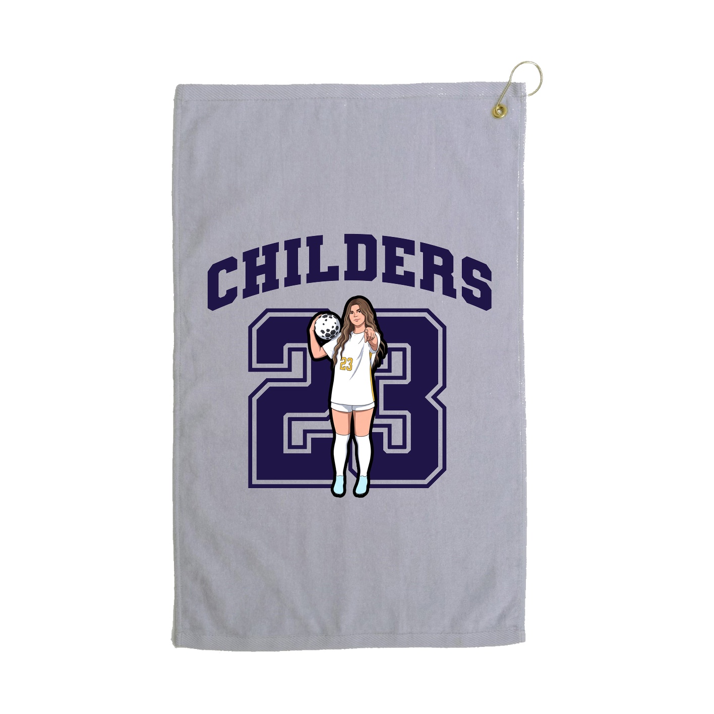 Golf Towel — Number in Grey