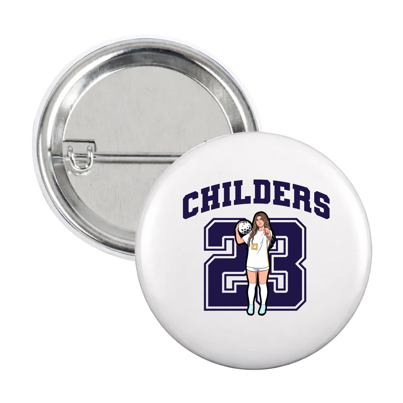 Game Day Button — Number in White