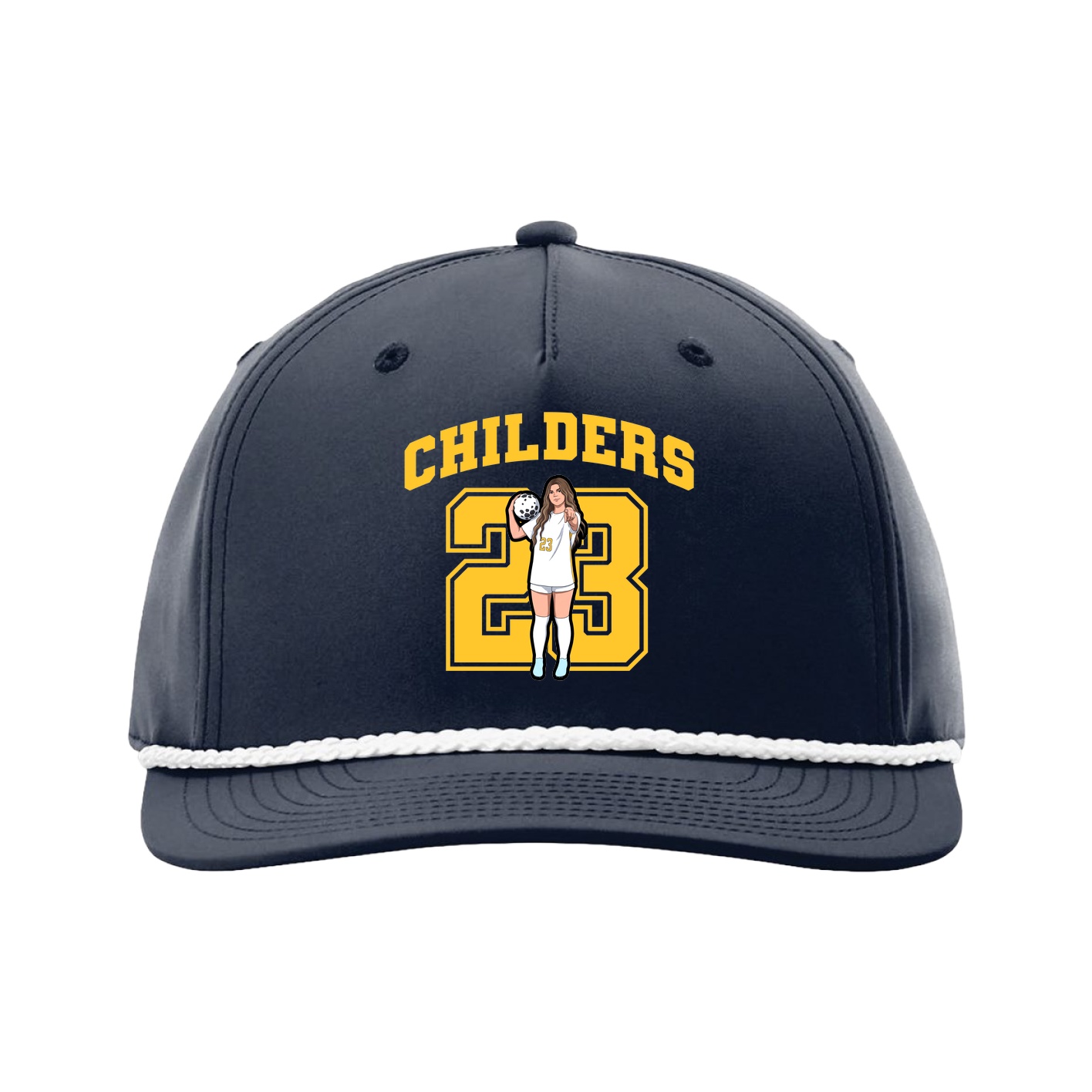 Five-Panel Classic Rope Cap — Number in Navy