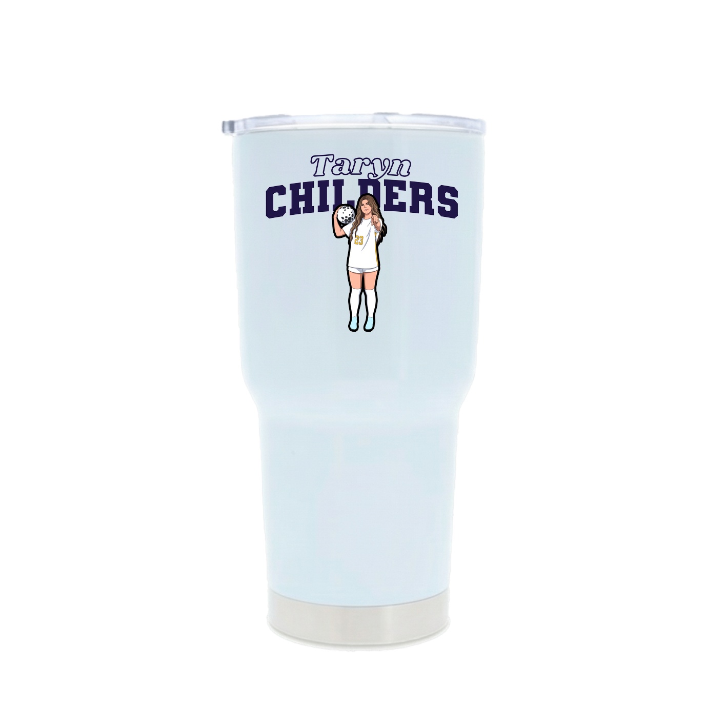 30oz Stainless Steel Tumbler — Name Arch in White