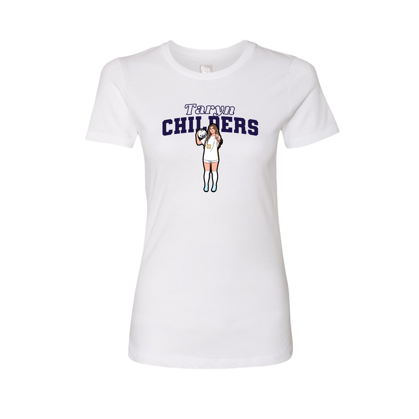 Fitted Women's Tee — Name Arch in White