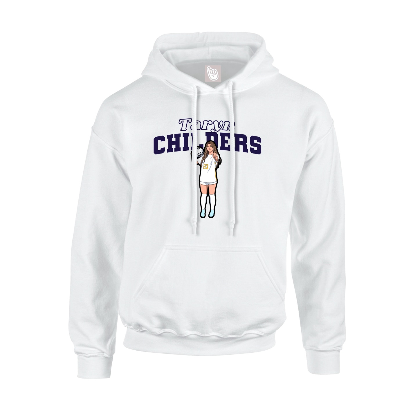 Youth Hoodie — Name Arch in White