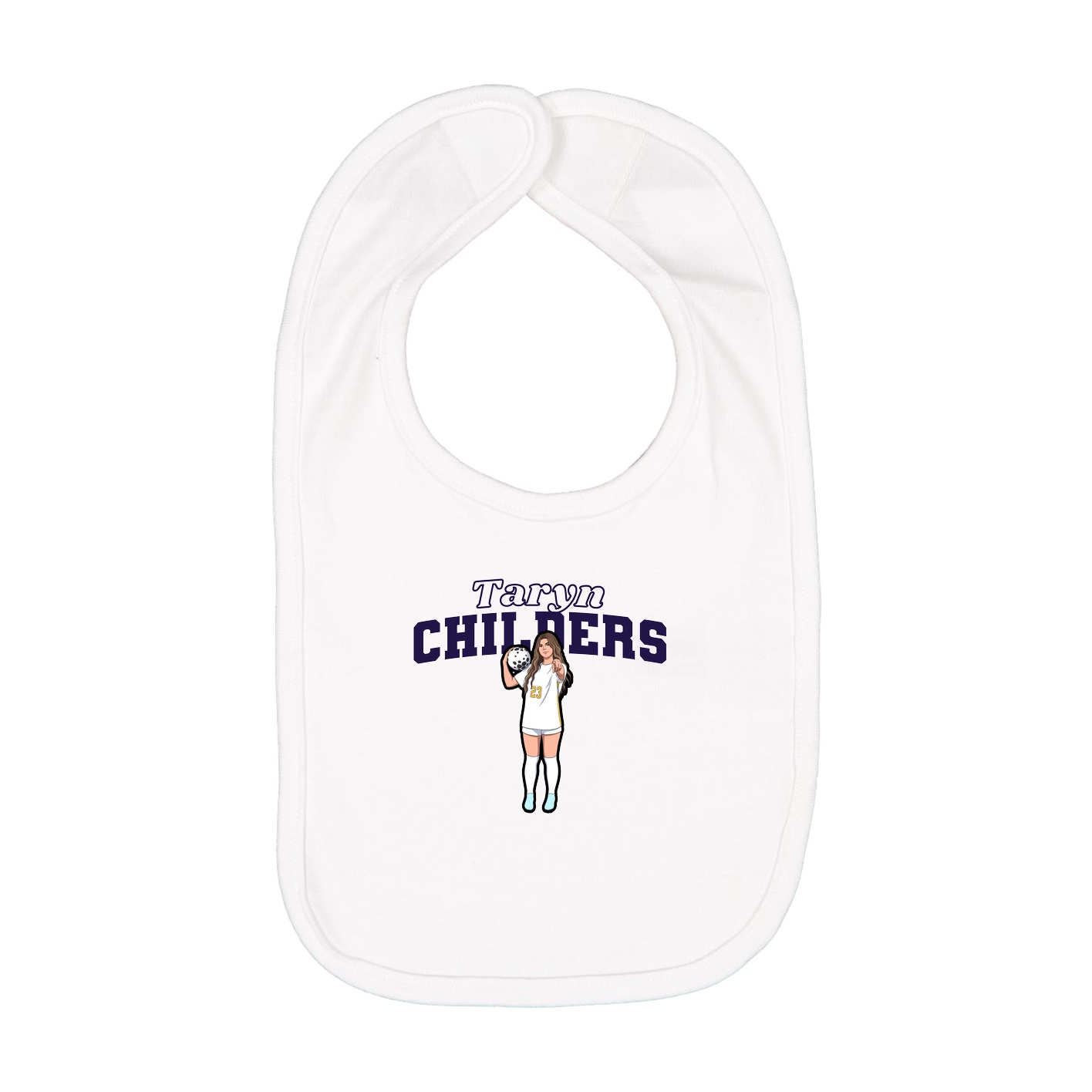 Infant Bib — Name Arch in White