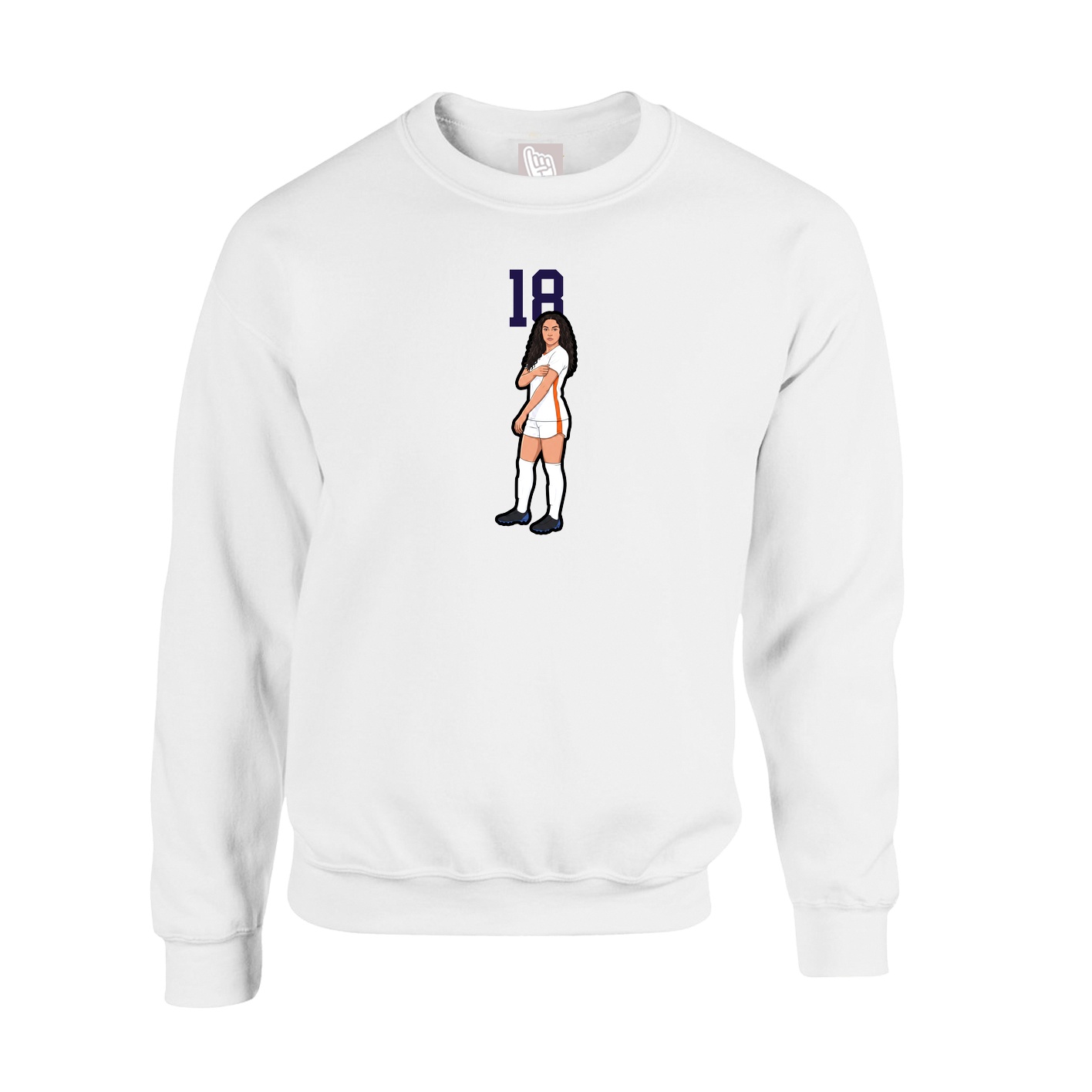 Fleece Crew — Number Top in White