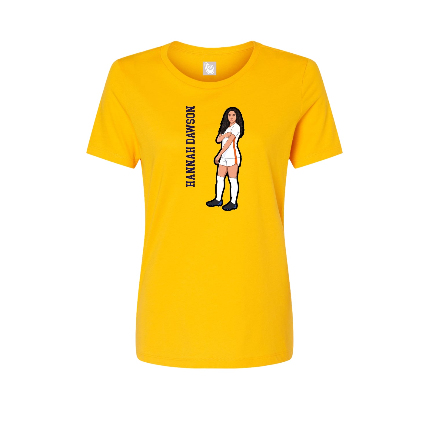 Fitted Women's Tee — Name Vertical in Gold