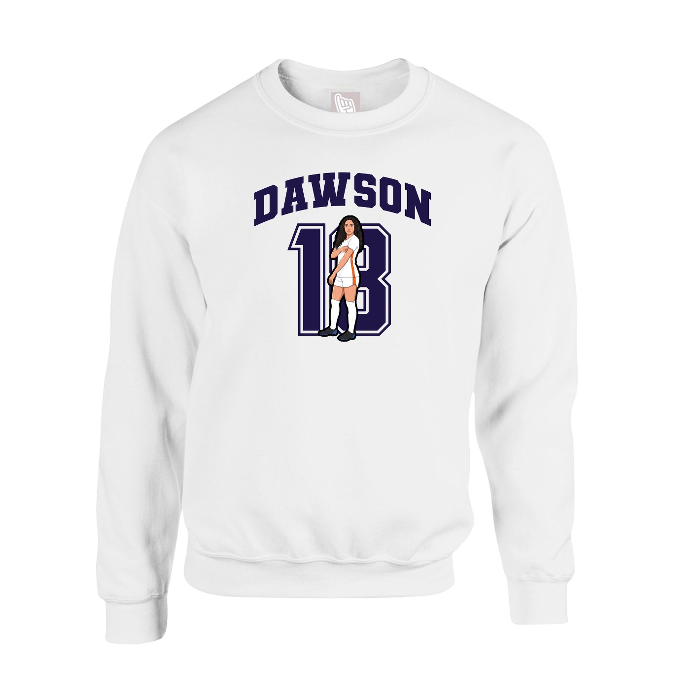 Fleece Crew — Number in White