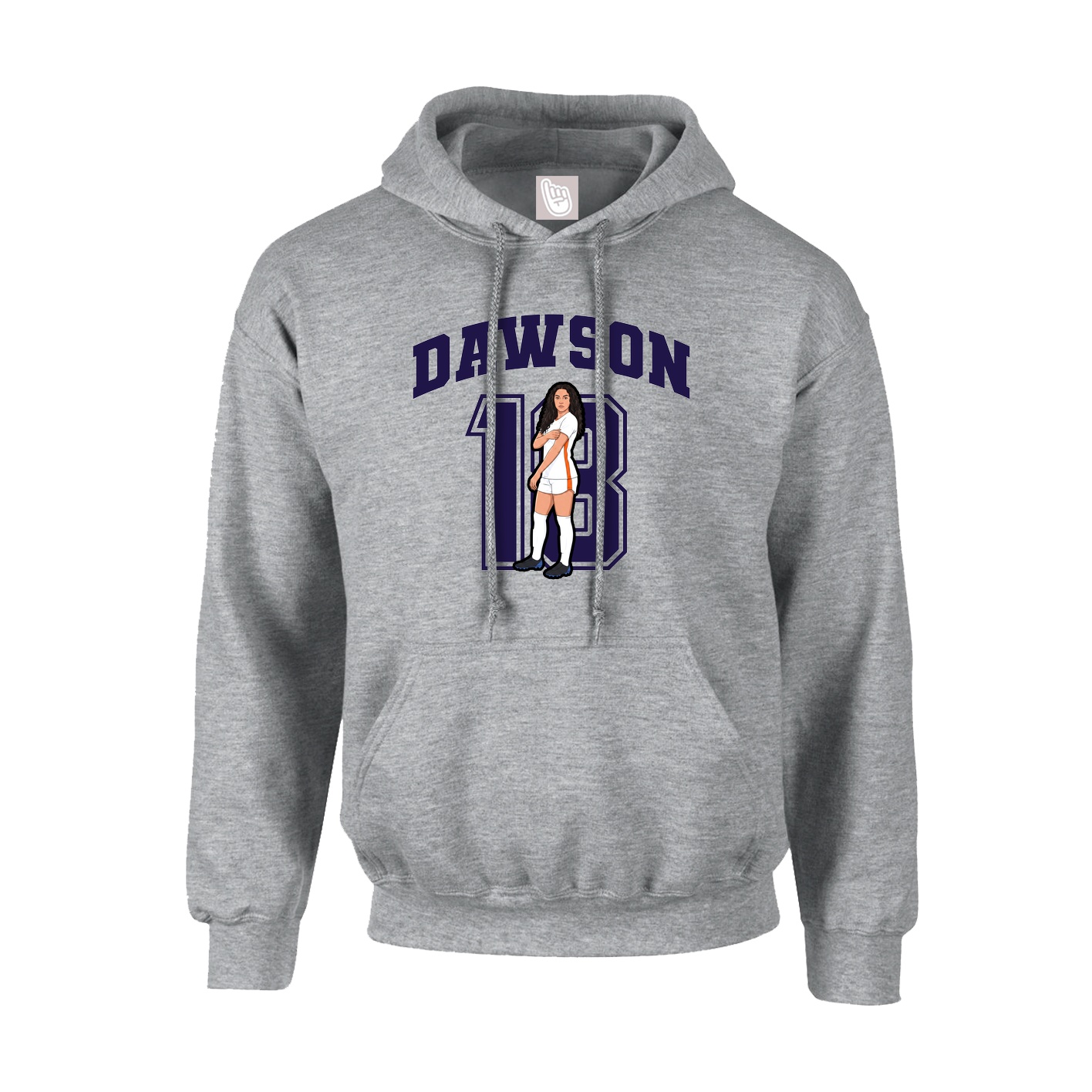 Youth Hoodie — Number in Grey