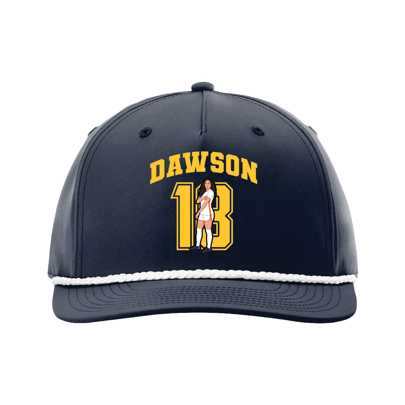 Five-Panel Classic Rope Cap — Number in Navy
