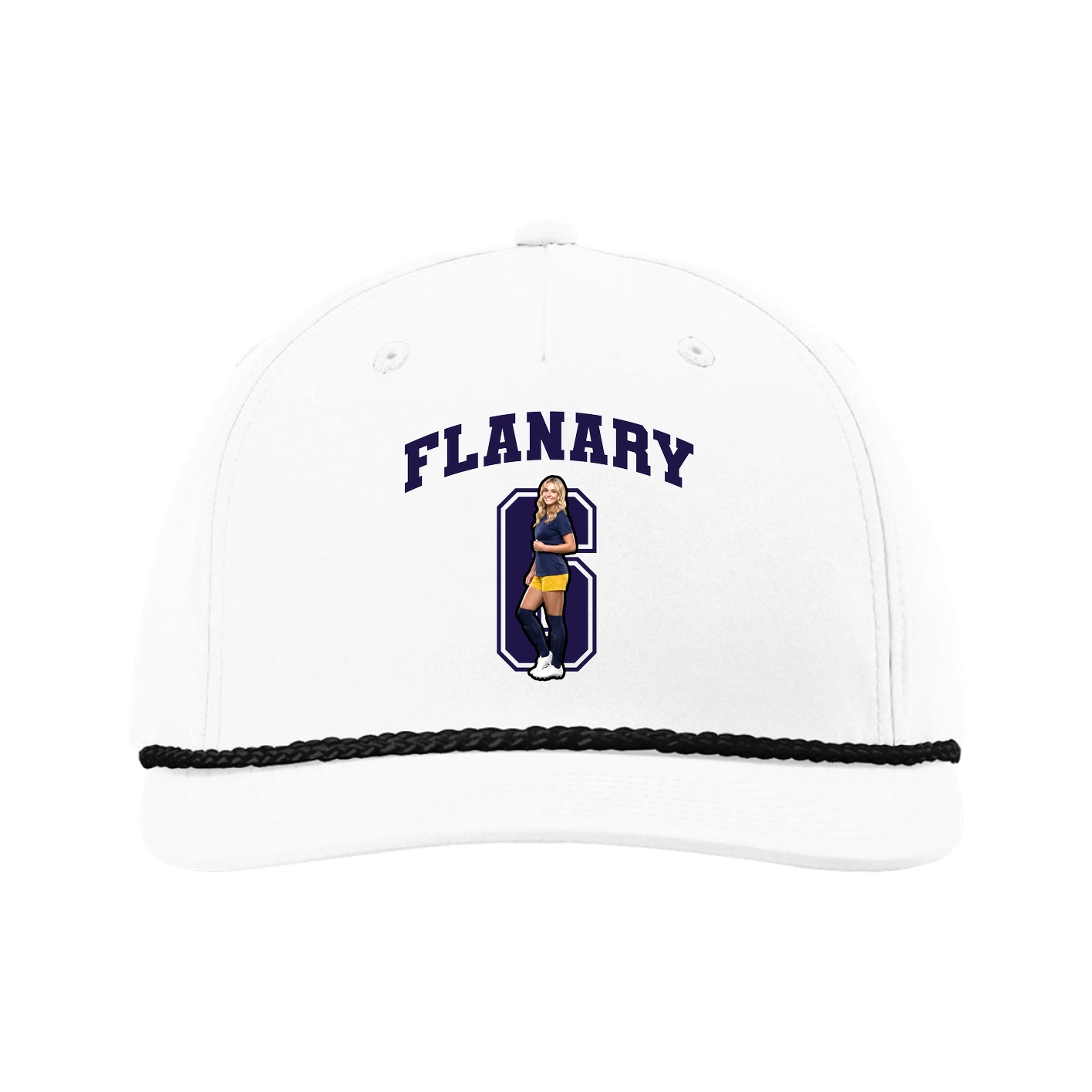 Five-Panel Classic Rope Cap — Number in White