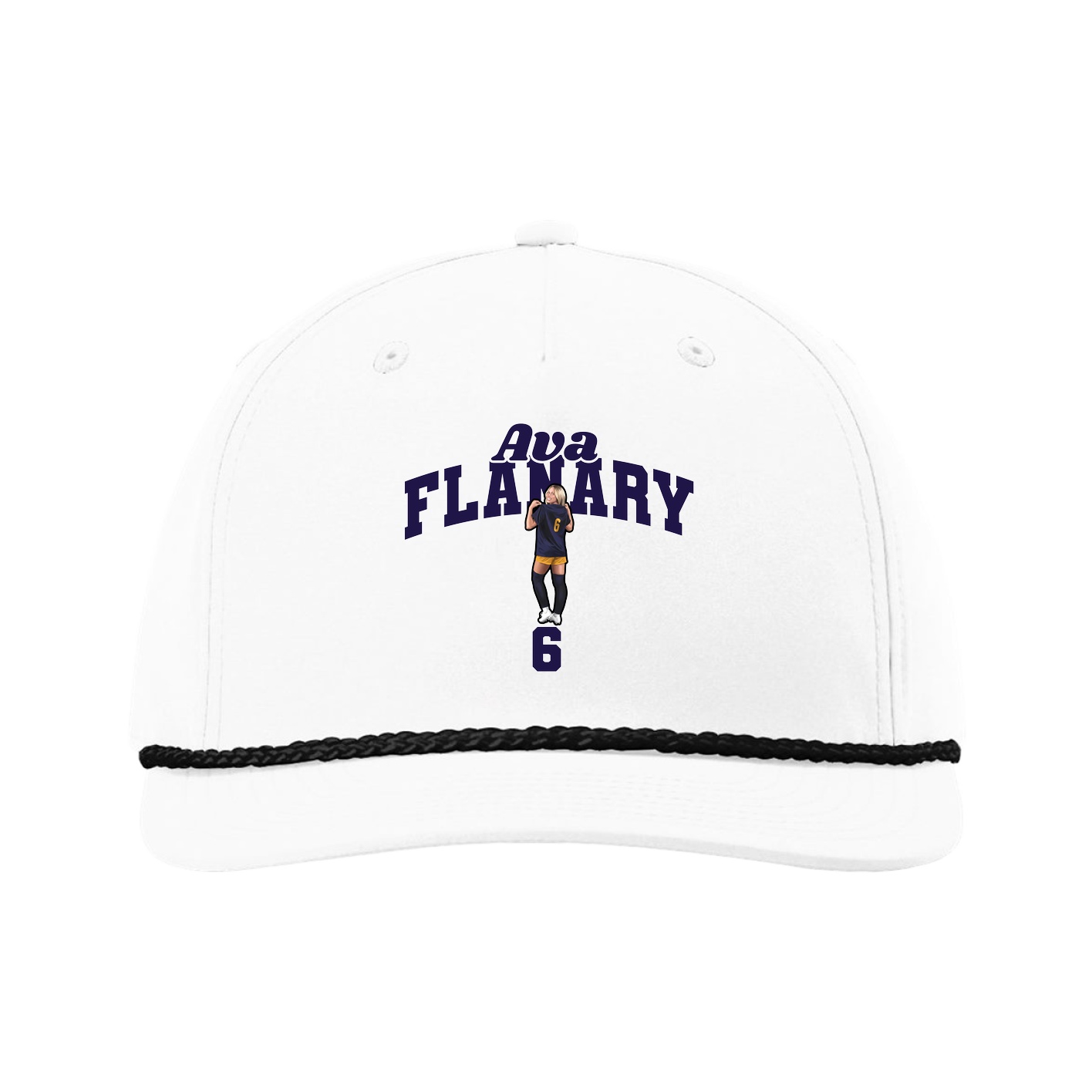 Five-Panel Classic Rope Cap — Signature Arch in White