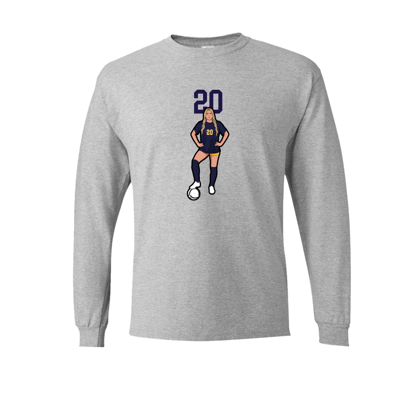 Long Sleeve Tee — Number Top in Grey