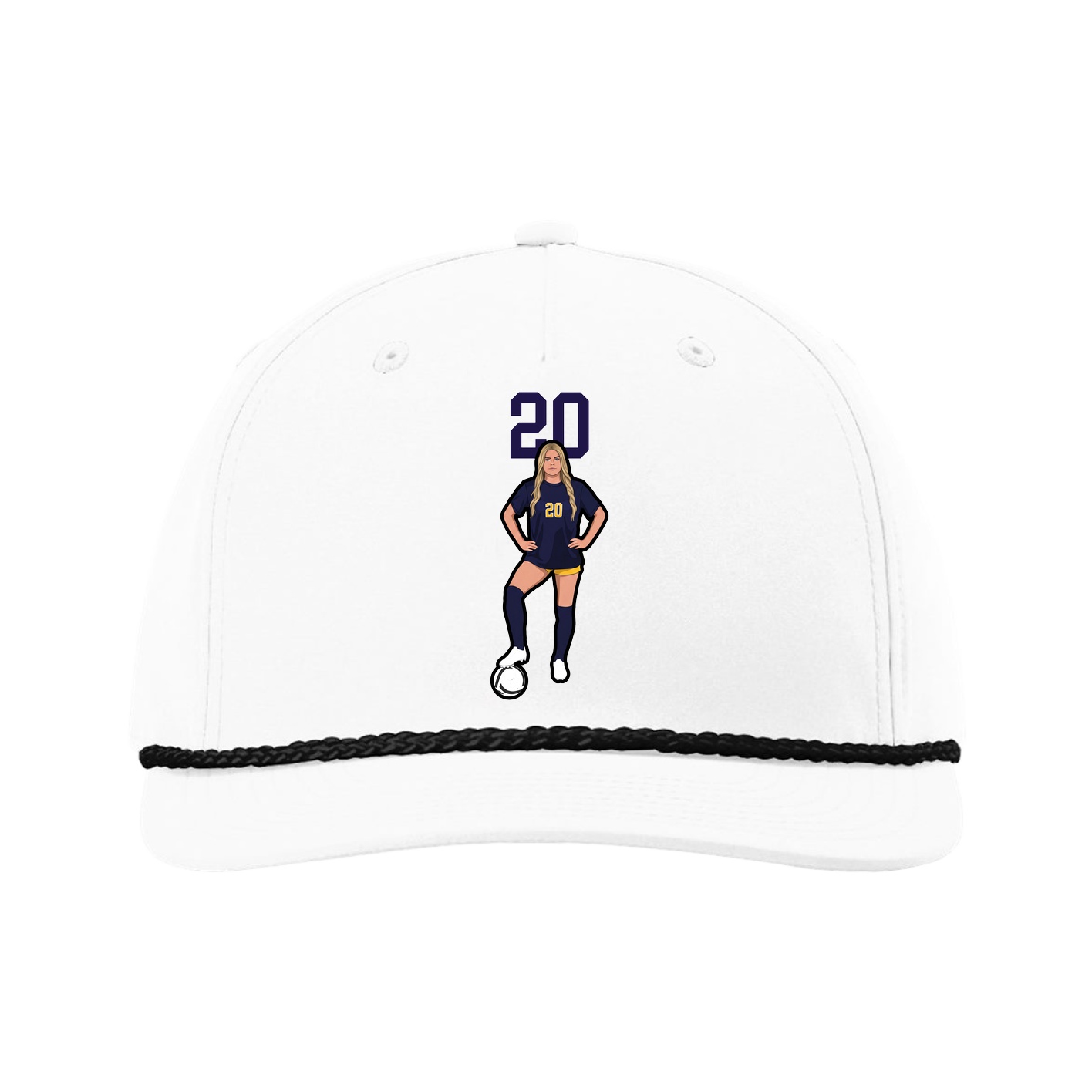 Five-Panel Classic Rope Cap — Number Top in White