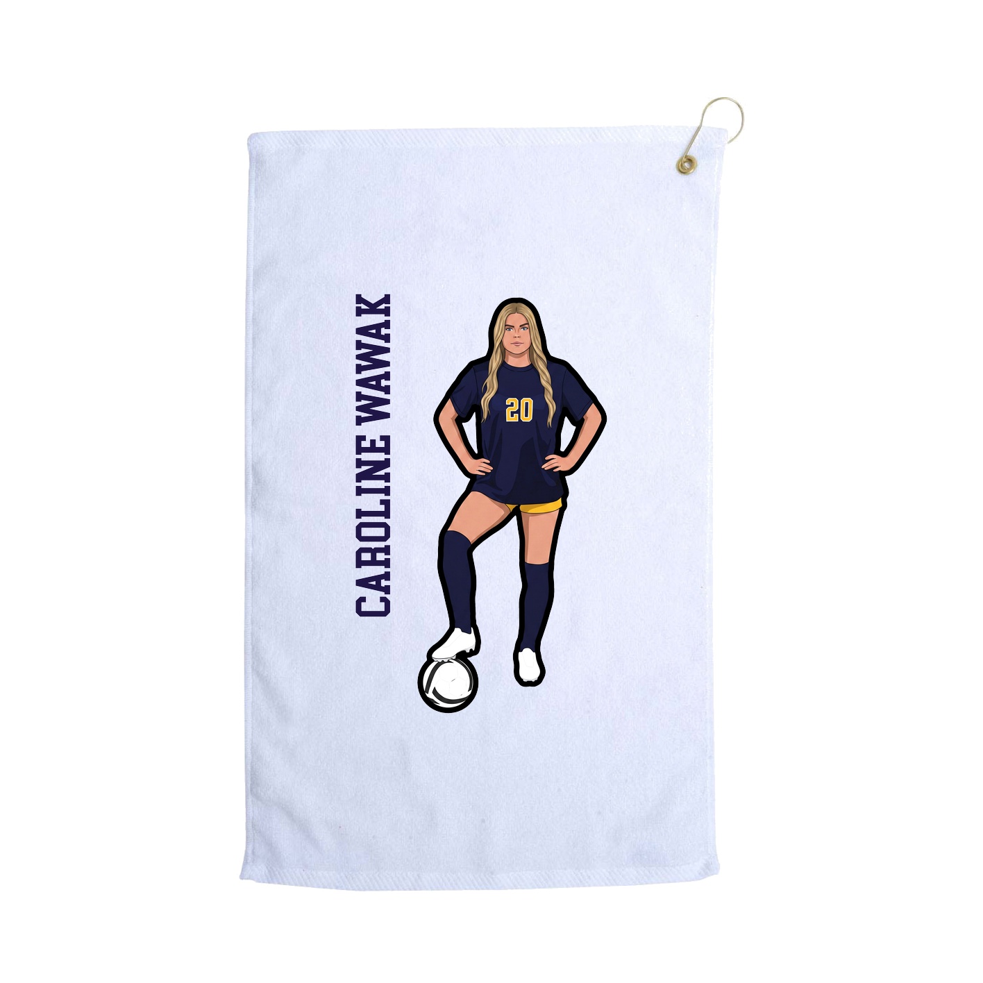 Golf Towel — Name Vertical in White