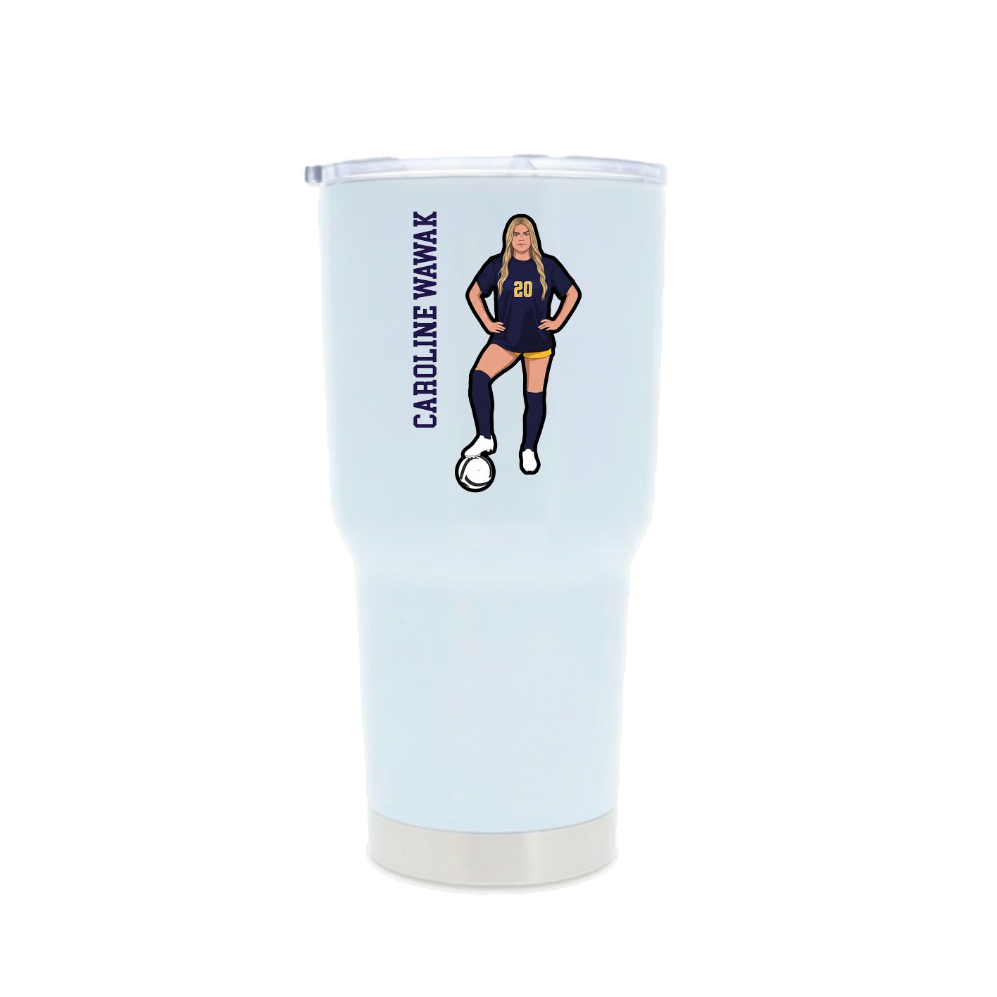 30oz Stainless Steel Tumbler — Name Vertical in White