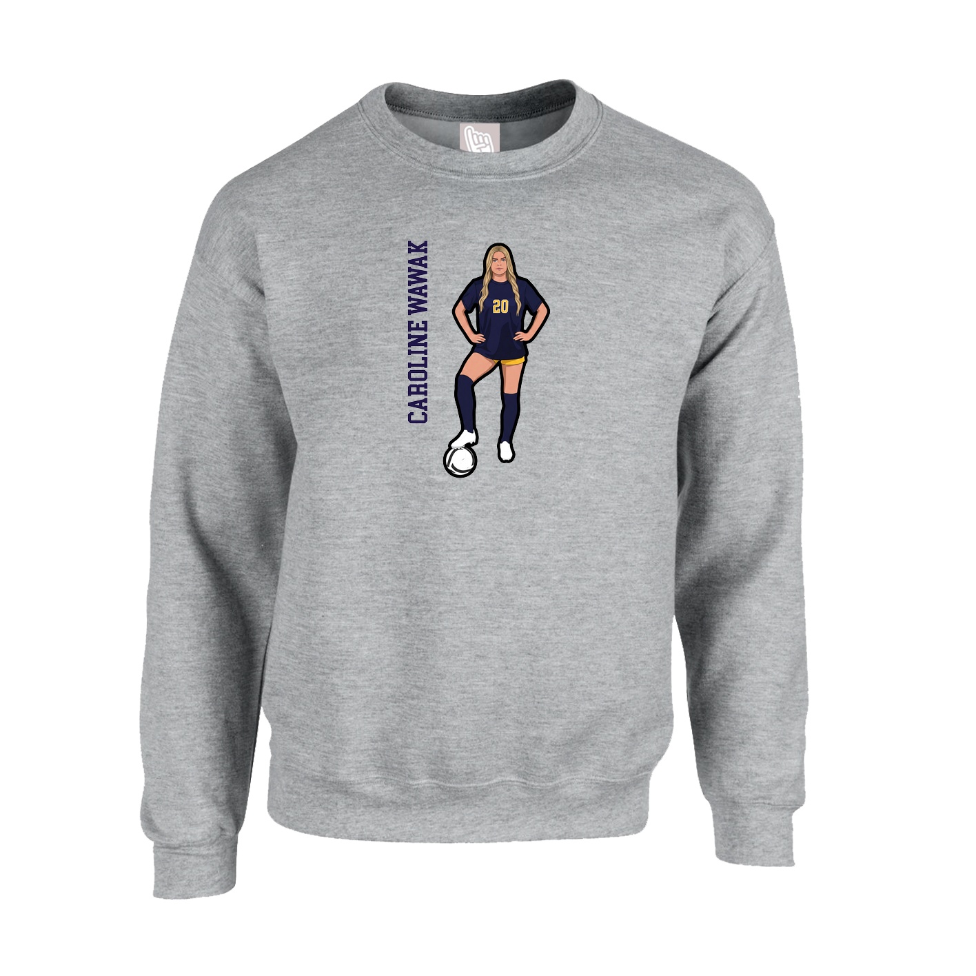 Fleece Crew — Name Vertical in Grey