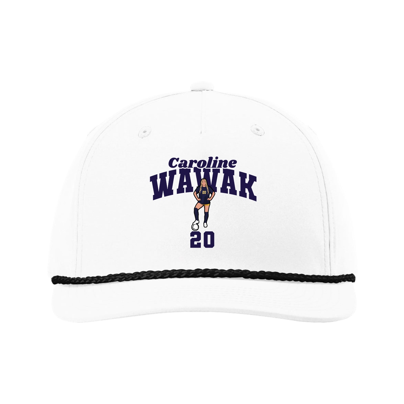 Five-Panel Classic Rope Cap — Signature Arch in White