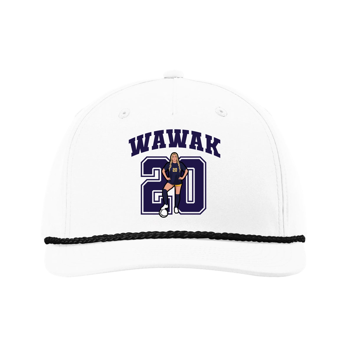 Five-Panel Classic Rope Cap — Number in White