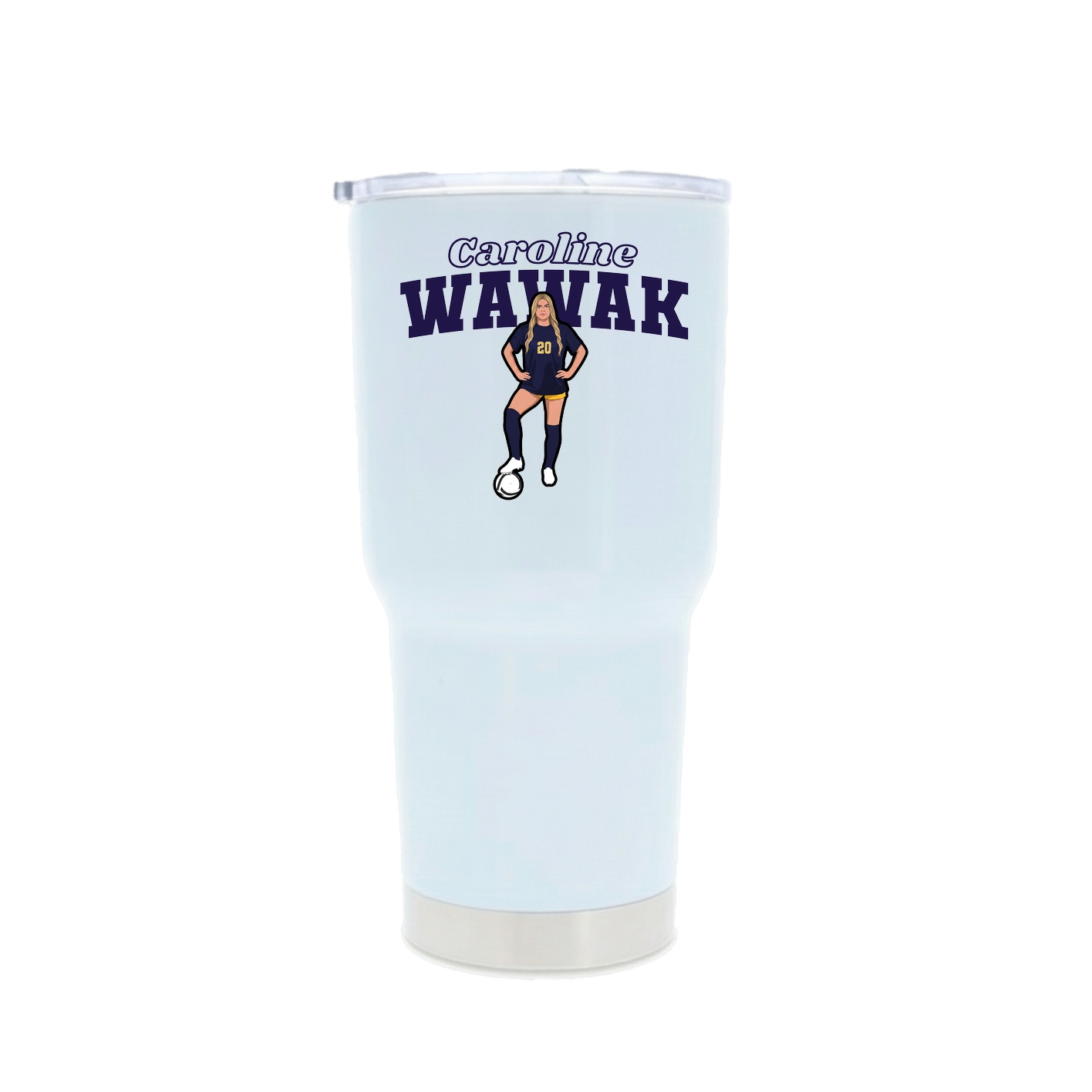 30oz Stainless Steel Tumbler — Name Arch in White