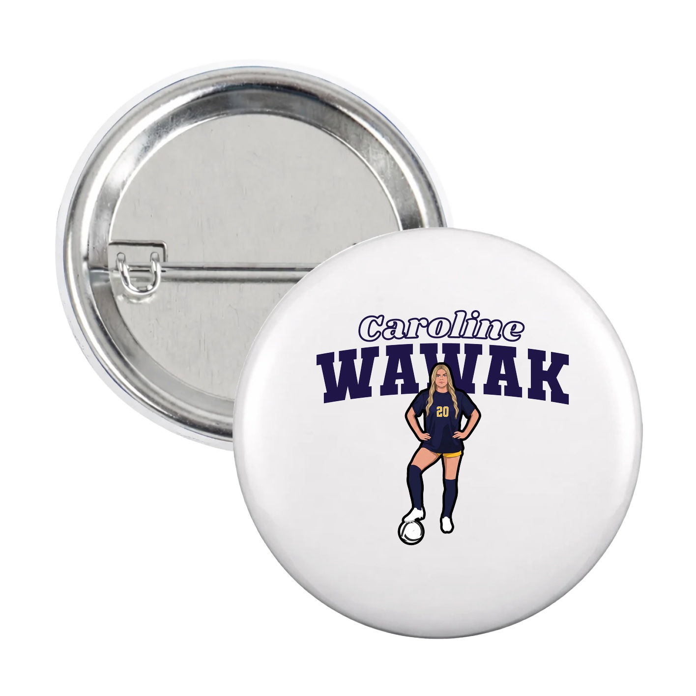 Game Day Button — Name Arch in White