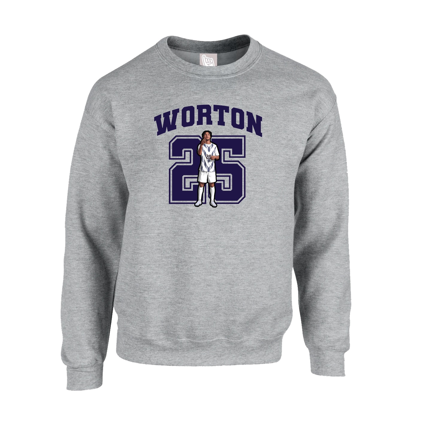 Fleece Crew — Number in Grey