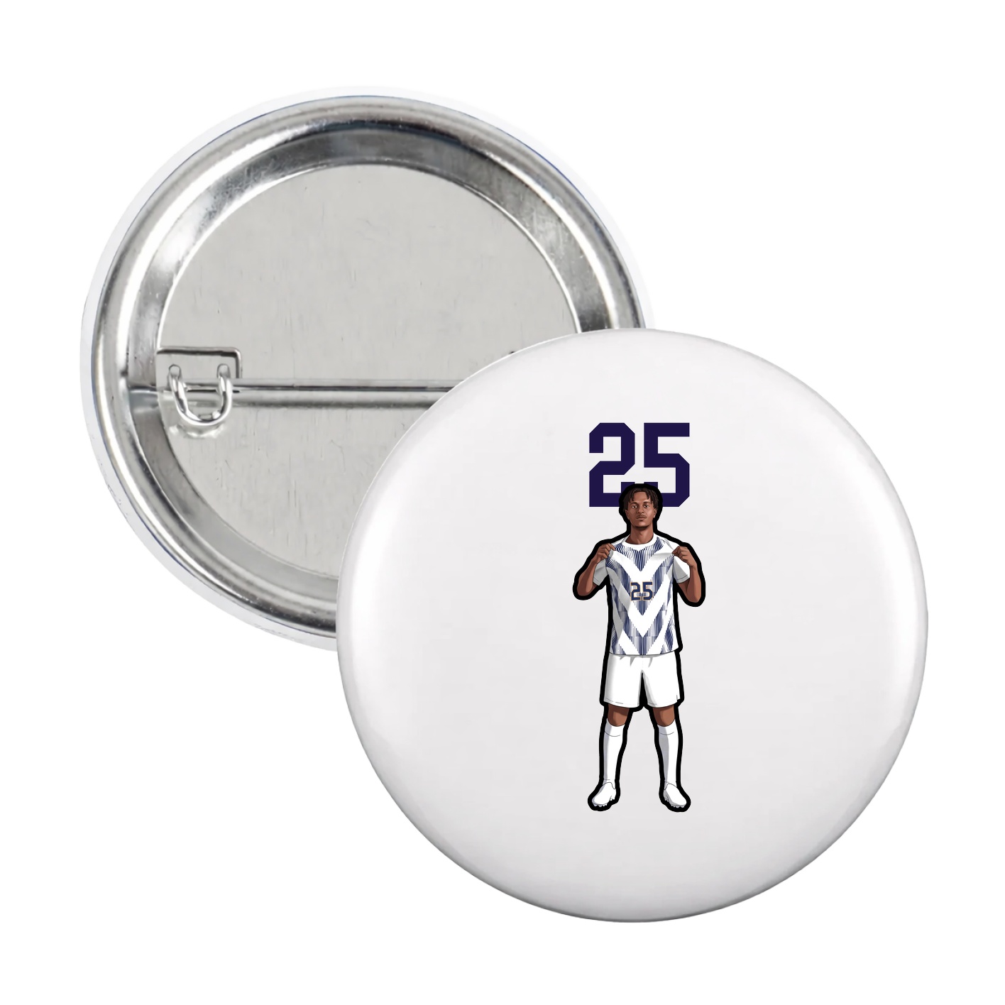 Game Day Button — Number Top in White