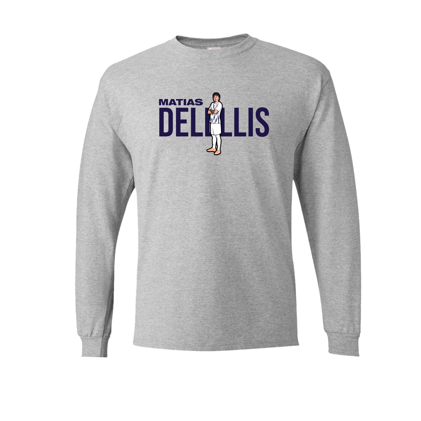 Long Sleeve Tee — Player Name in Grey
