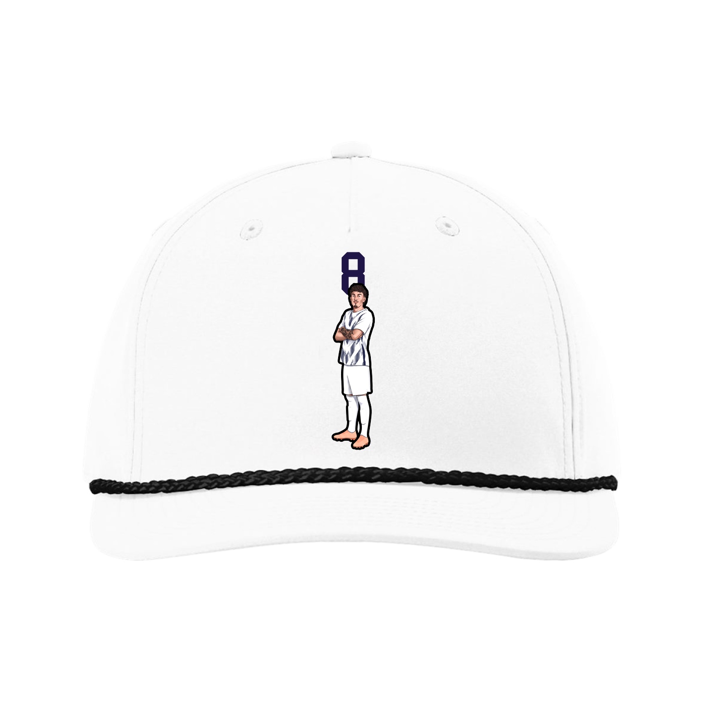 Five-Panel Classic Rope Cap — Number Top in White