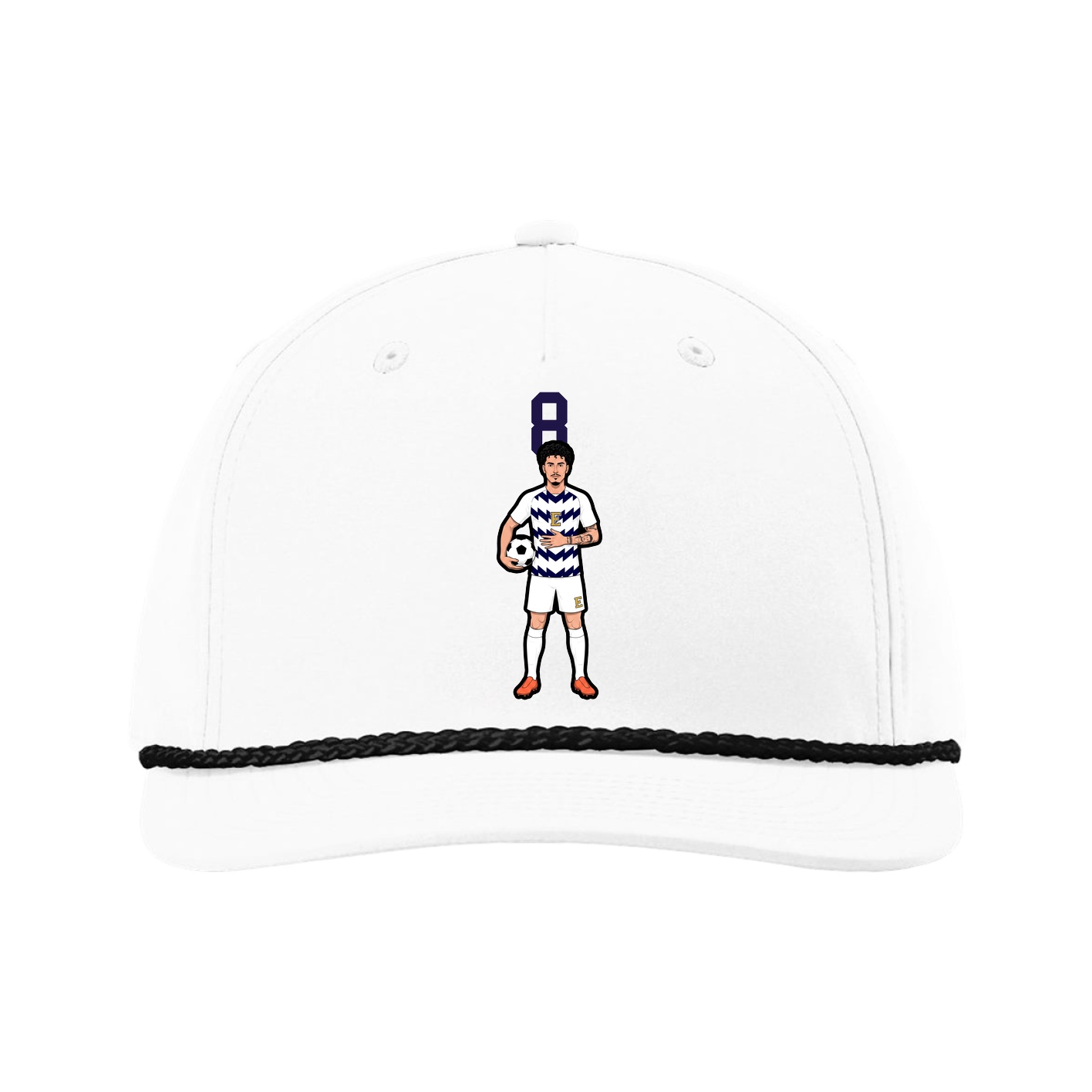 Five-Panel Classic Rope Cap — Number Top in White