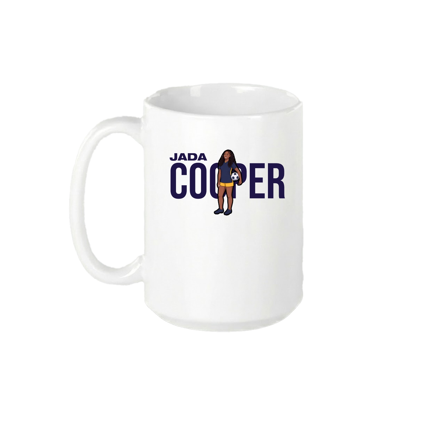 15oz Coffee Mug — Player Name in White