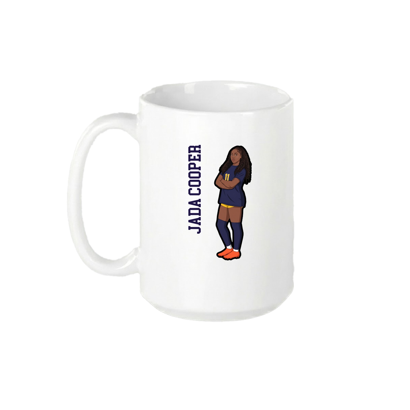 15oz Coffee Mug — Name Vertical in White