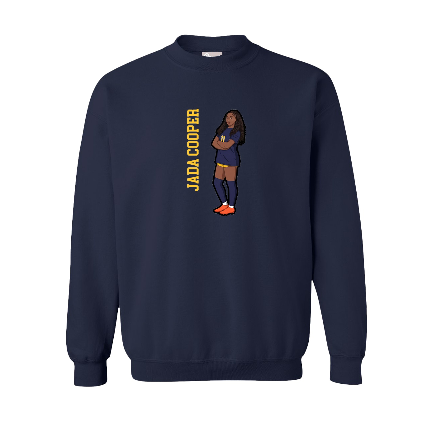 Fleece Crew — Name Vertical in Navy