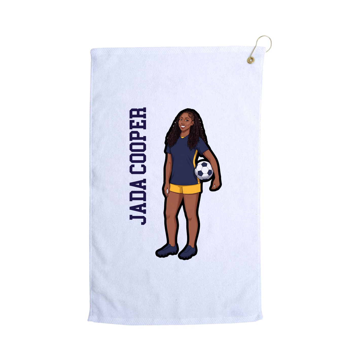 Golf Towel — Name Vertical in White