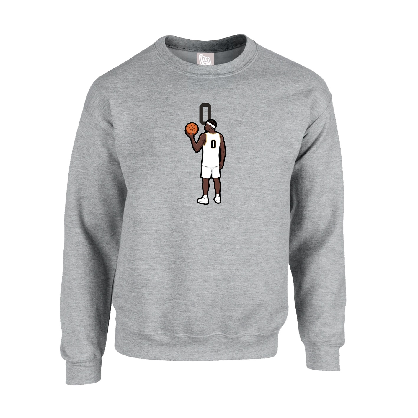 Fleece Crew — Number Top in Grey