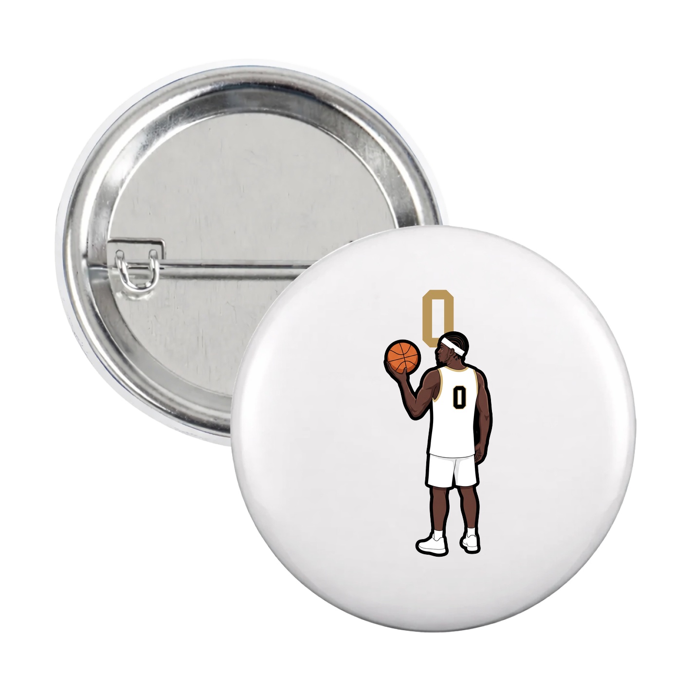 Game Day Button — Number Top in White