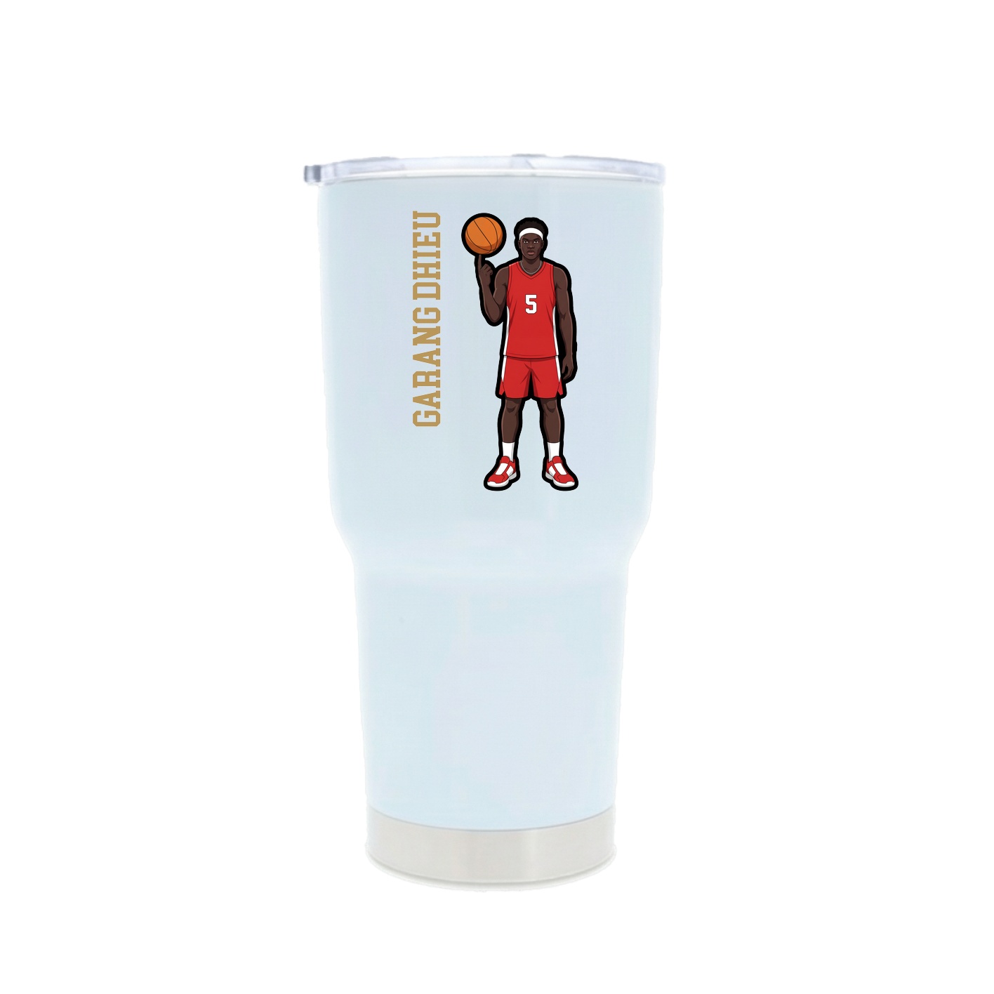 30oz Stainless Steel Tumbler — Name Vertical in White