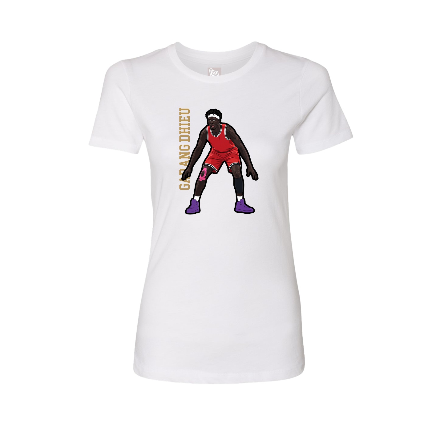 Fitted Women's Tee — Name Vertical in White